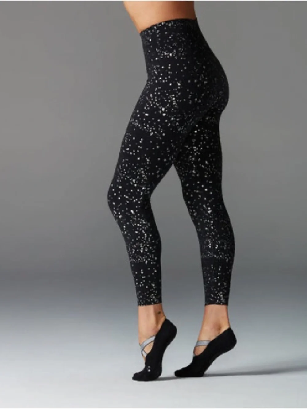 TaviSculpt® High Waisted 7/8 Leggings in Ebony Silver and Gold Glimmer - Picture 9 of 11